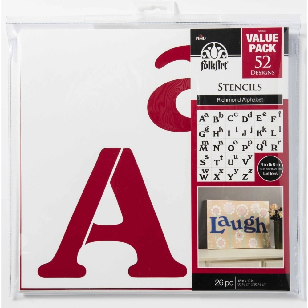 FolkArt Richmond Alphabet Letter Stencil 26Pc Paper Craft DIY Sign Art